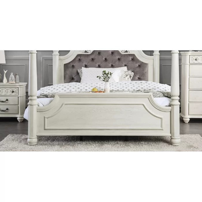 Poster Bed: Tufted Panel White Bed