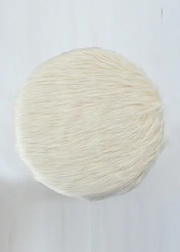Pouffe: Fur Seating Pouffe In White Colour