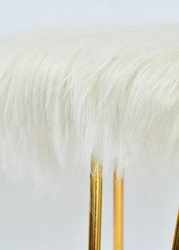 Pouffe: Fur Seating Pouffe In White Colour