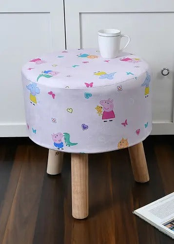 Pouffe: Kids Pouffe Pink With Digital Print