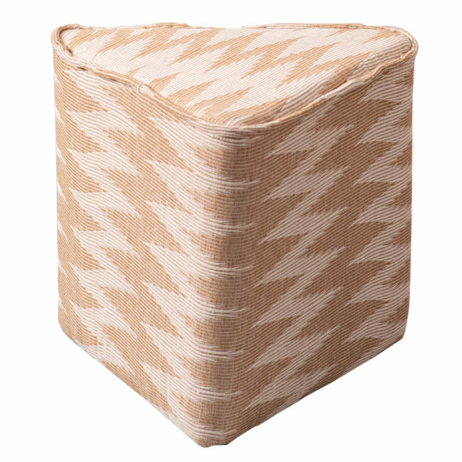 Poufs: Beige & White Triangular Pouf