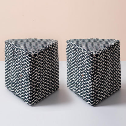 Poufs: Black & White Triangular Pouf Set of 2