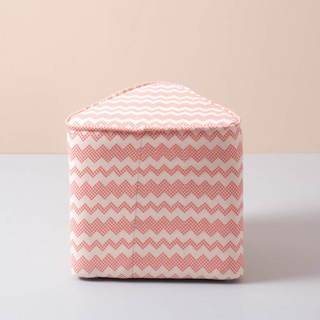 Poufs: Pink & White Triangular Pouf