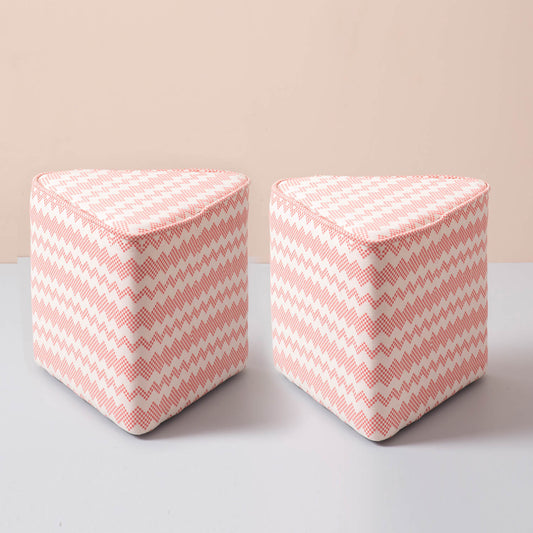 Poufs: Pink & White Triangular Pouf Set of 2