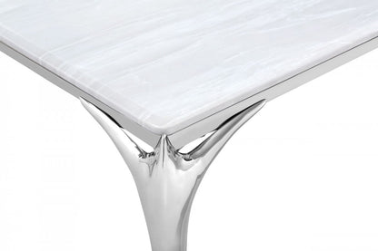 Premium Dining Table Constance Modern Faux Marble & Stainless Steel Dining Table