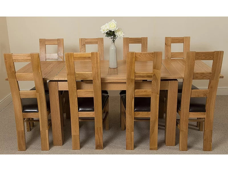 8 Seater Dining Set: Premium & Extendable Solid Oak Dining Set