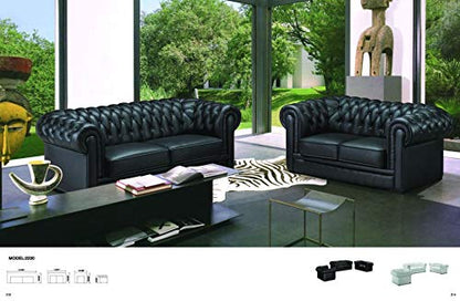 Lookchup Chesterfield Black Hardwood Leatherette 1-2-3 Seater Sofa Sofa Set