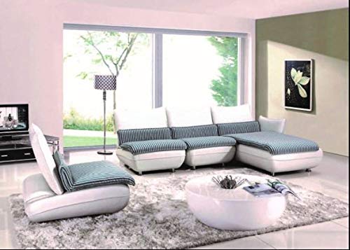 Quality Assure Furniture Luxury Fabric Modular Sofa Set (Standard Size, Grey and White)