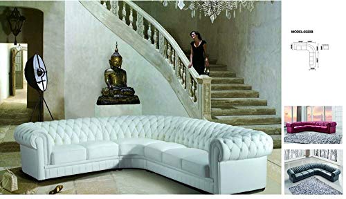 Quality Assure Furniture Luxury Paris Transitional Tufted 5 Seater Leatherette Sectional Sofa (White)