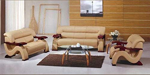 6 Seater Sofa Set:- Piacenza Italian Leatherette Sofa Set (Brown)