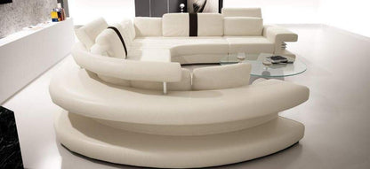 L Shape Sofa Set:-  Modern Corner Leatherette Sofa Set (Off White)