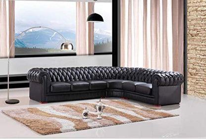 Quality Furniture Luxury Paris Transitional Tufted Leatherette Sectional Sofa