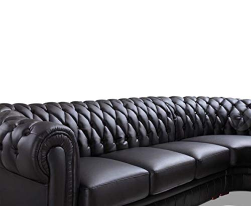 Quality Furniture Luxury Paris Transitional Tufted Leatherette Sectional Sofa