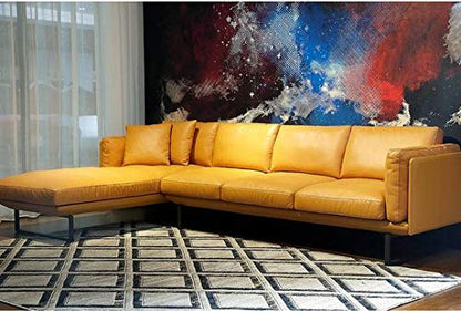 Quality Furniture Luxury Yellow Modern Sectional Leatherette Sofa
