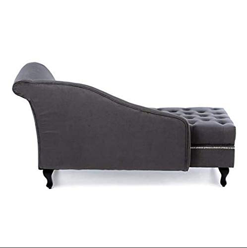 Quality Furniture Tufted Cushion and Nail-Head Trim Living Room Chaise