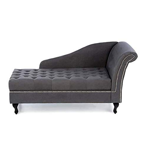 Quality Furniture Tufted Cushion and Nail-Head Trim Living Room Chaise