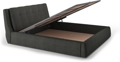 Queen Size Bed: Charcoal Grey Upholstered Storage Bed