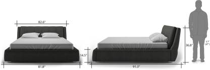 Queen Size Bed: Charcoal Grey Upholstered Storage Bed