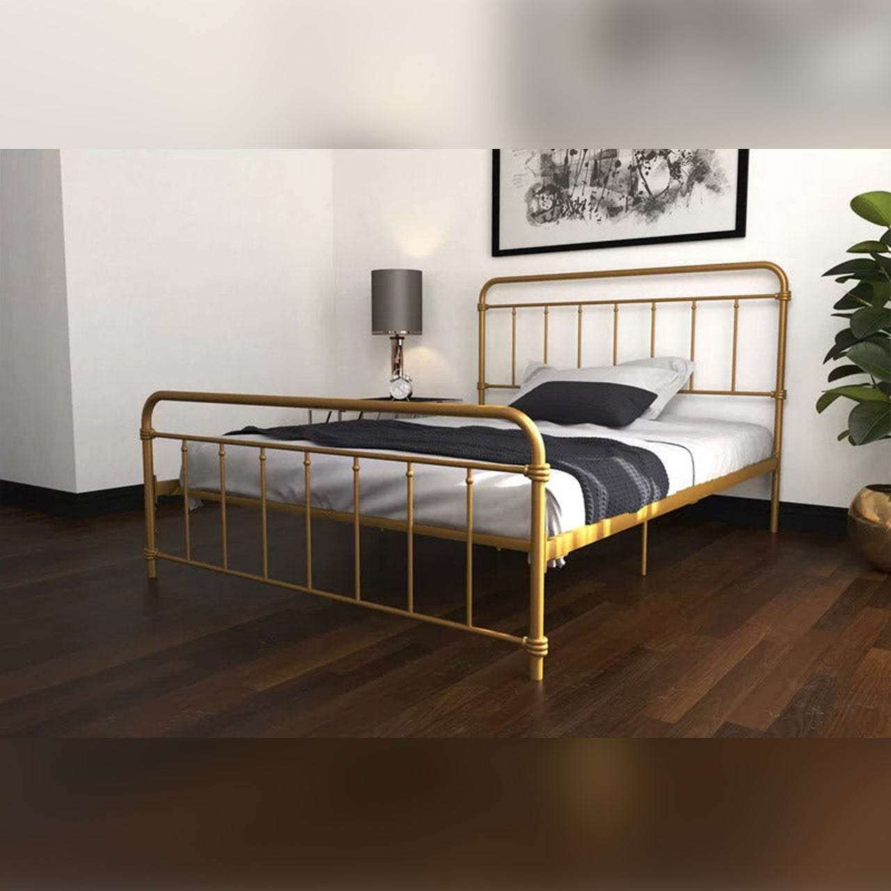 Queen Size Bed  Platform Metal Bed
