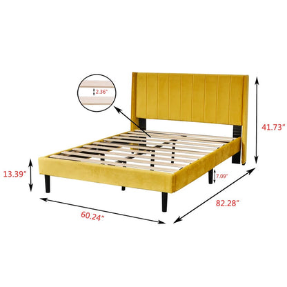 Queen Size Bed : Rock Upholstered Platform Bed