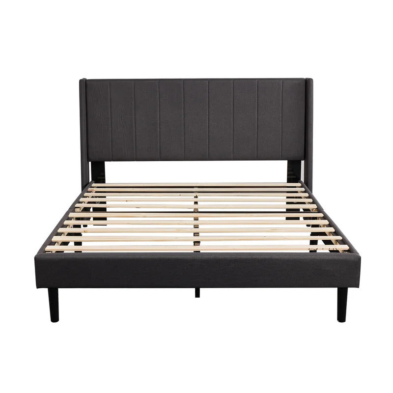 Queen Size Bed : Rock Upholstered Platform Bed