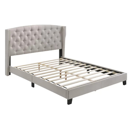 Queen Size Bed : Tufted Upholstered Platform Bed