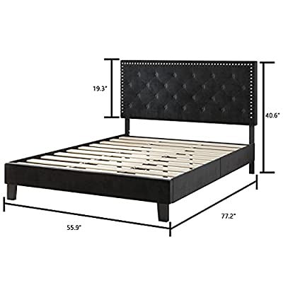 Queen Size Bed : Tufted Upholstered  Platform Bed