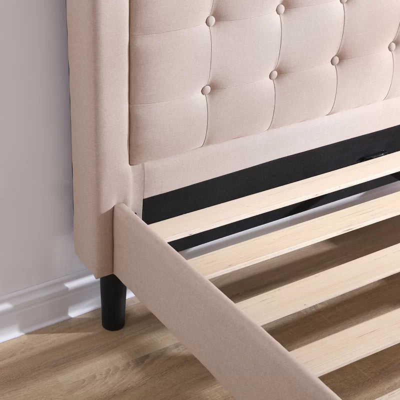 Queen Size Bed : Tufted Upholstered Profile Platform Bed
