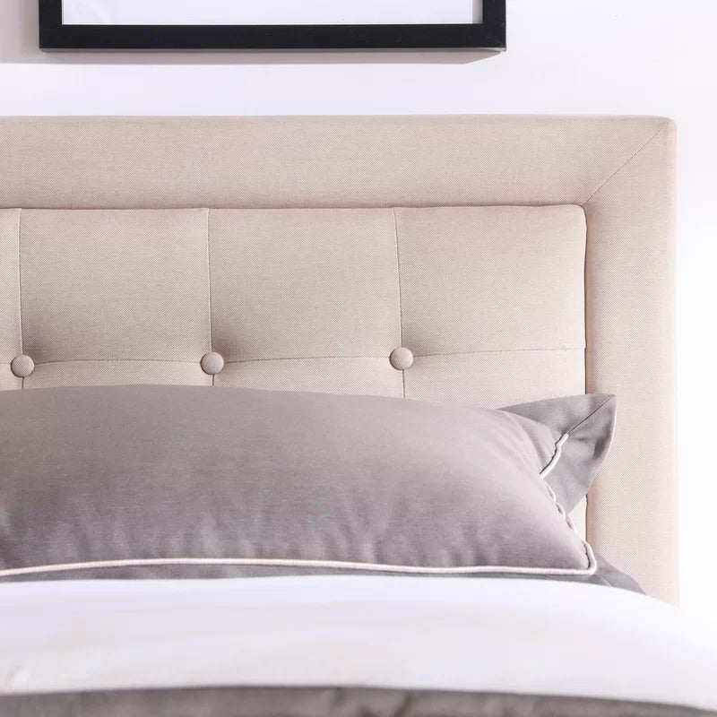Queen Size Bed : Tufted Upholstered Profile Platform Bed