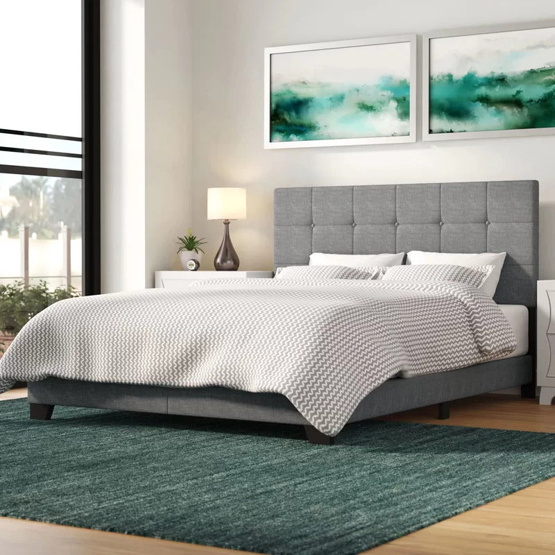 Queen Size Bed : Tufted Upholstered Standard Bed