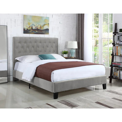 Queen Size Bed : Tufted Upholstered Standard Bed