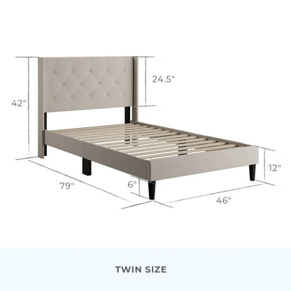 Queen Size Bed  Tufted Upholstered Standard Bed