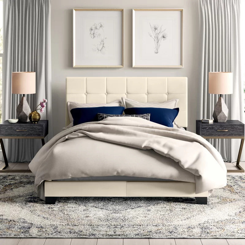 Queen Size Bed : Tufted Upholstered Standard Bed