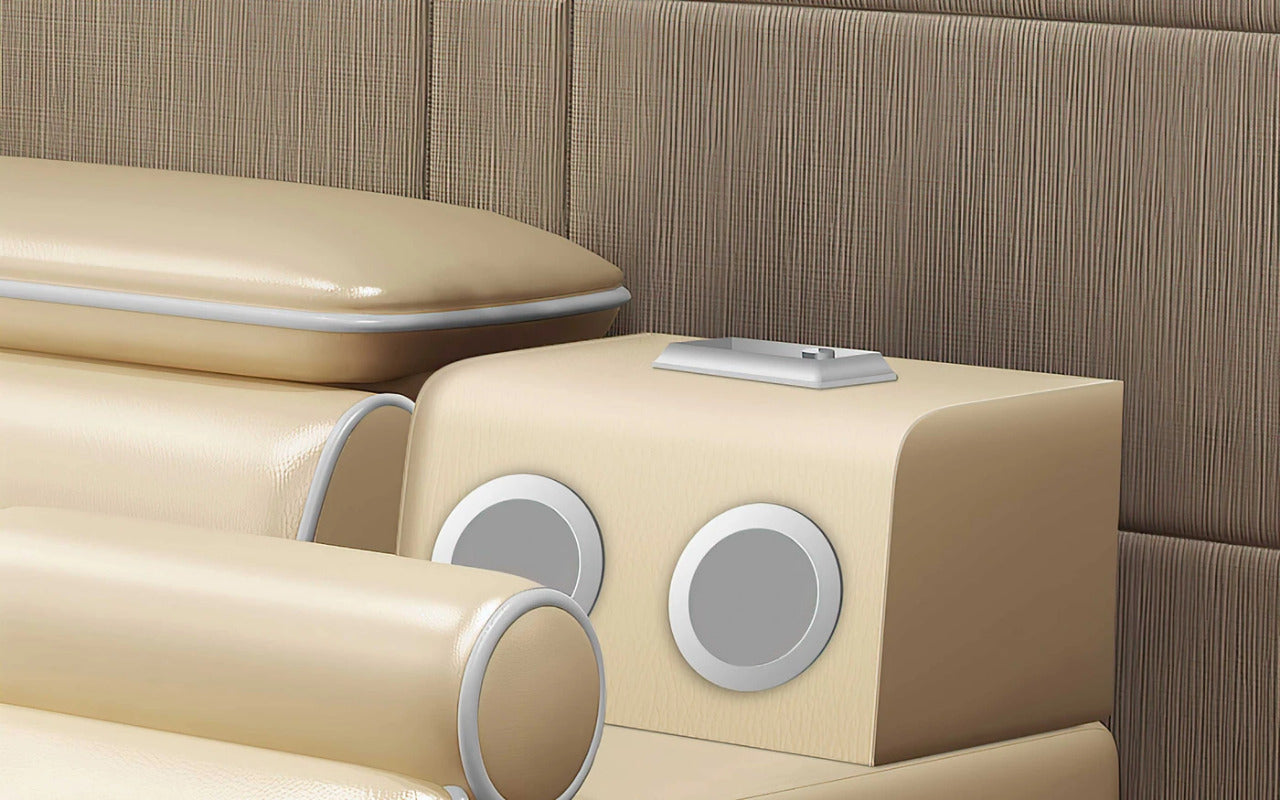 Queen Size: Beige Queen Size Smart Bed with Bluetooth Speakers