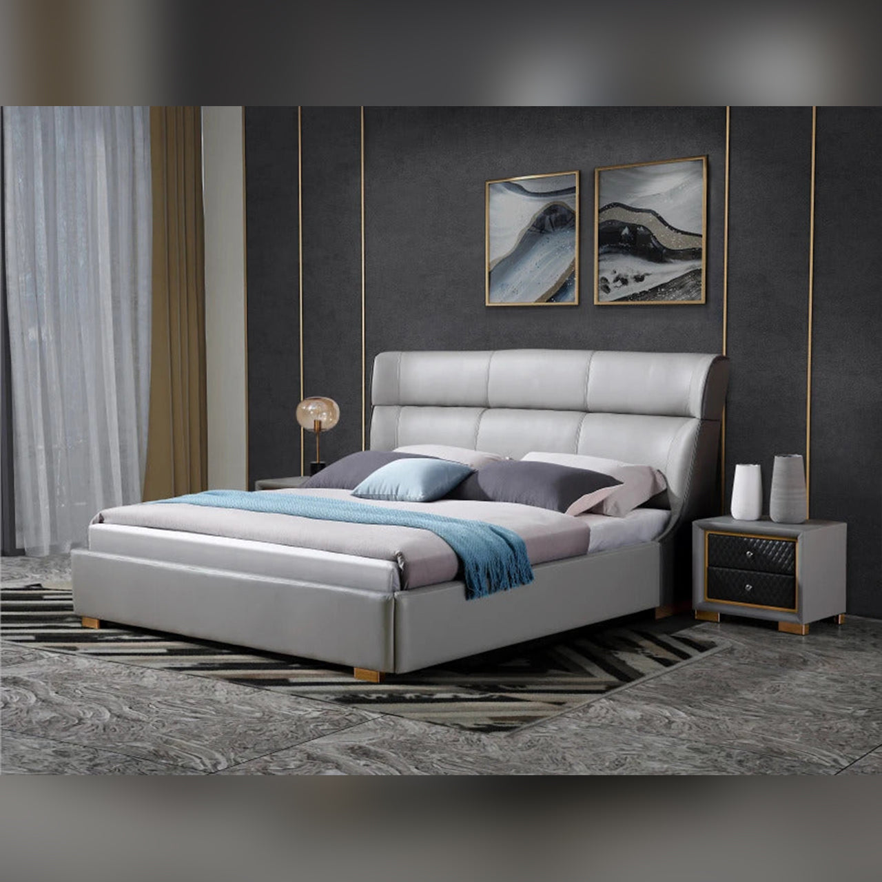 Queen Size : Bonded Leatherette Bed – GKW Retail