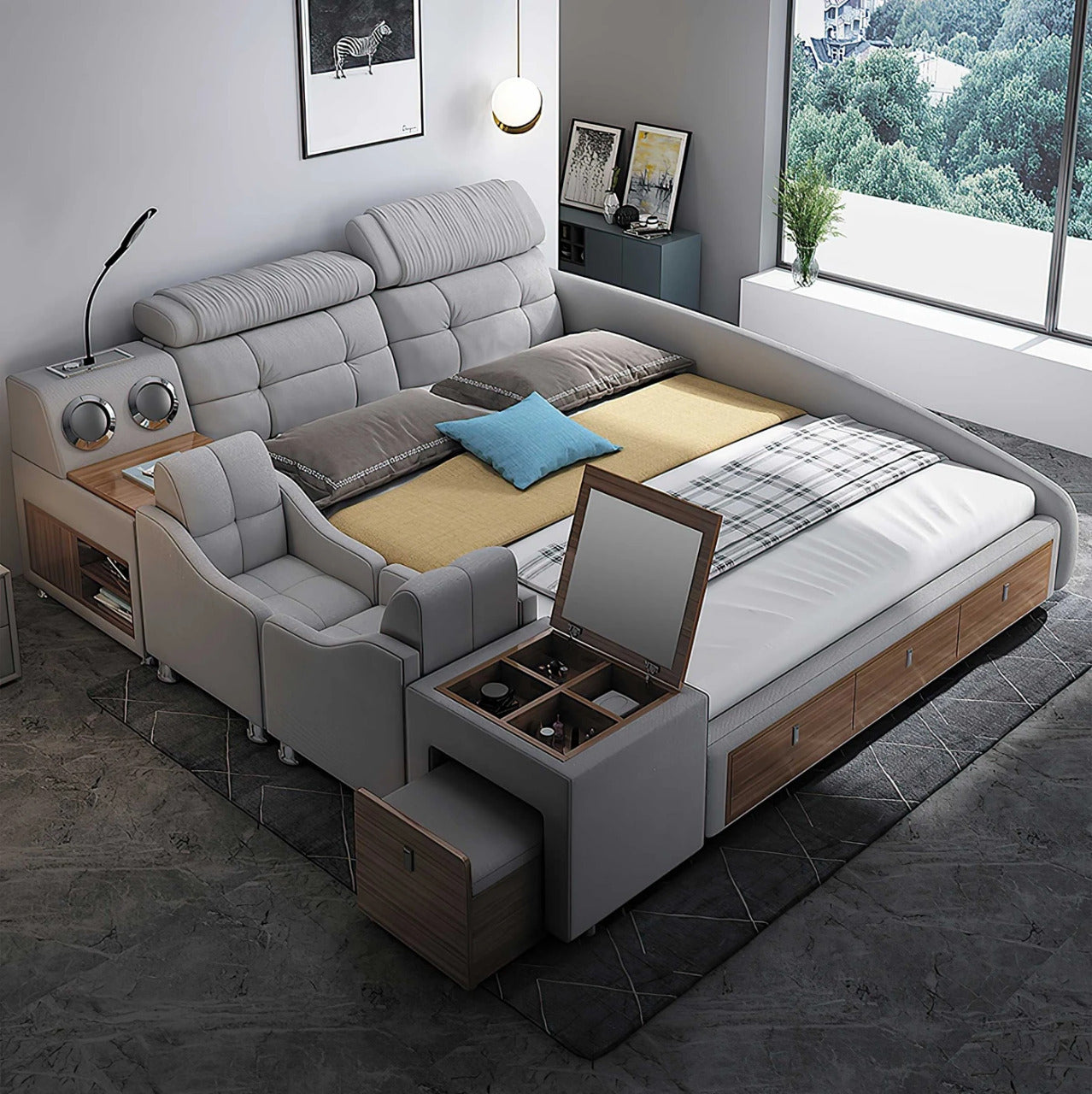 Queen Size: Grey Queen Size Smart Bed – GKW Retail