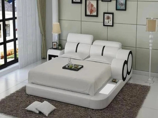 Queen Size : Leatherette Bed With Adjust Headrest