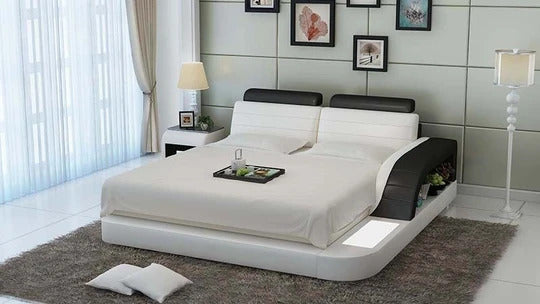 Queen Size : Leatherette Bed With Storage