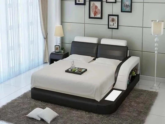 Queen Size : Leatherette Bed With Storage