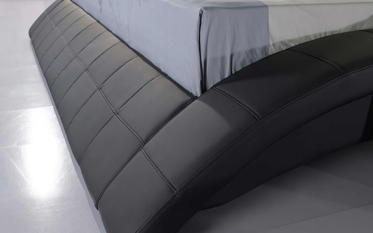 Queen Size: Leatherette Queen Size Platform Bed