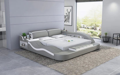 Queen Size: Leatherette Queen Size Smart Bed