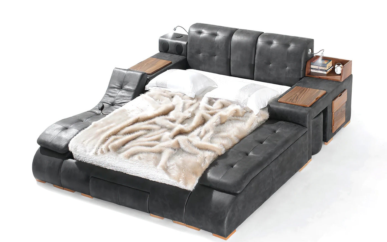 Queen Size:  Queen Size Bed With Massage Lounge Chaise