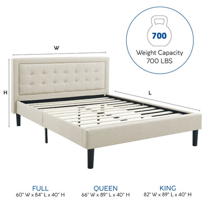 Queen Size  Tufted Upholstered Profile Platform Bed