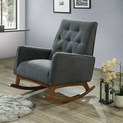 Rocking Chair: Button-Tufted Velvet Rocking Chair