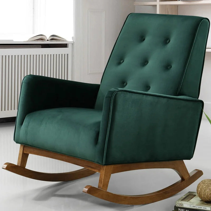 Rocking Chair: Button-Tufted Velvet Rocking Chair