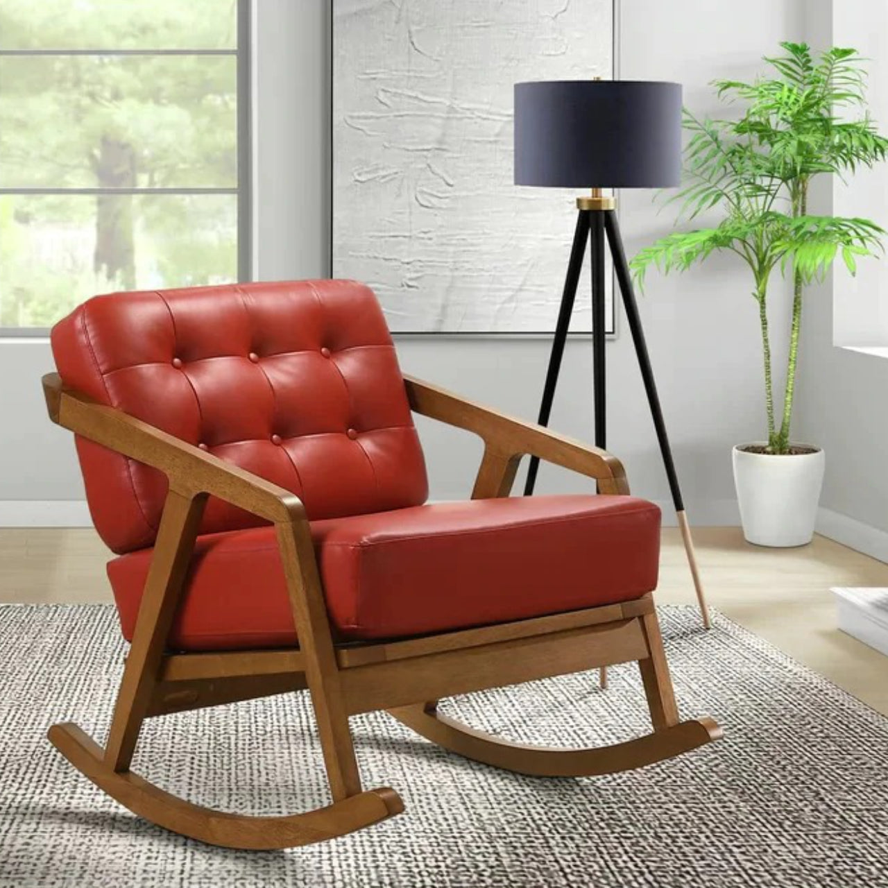 Rocking Chair Tufted Buttoned Rocking Chair