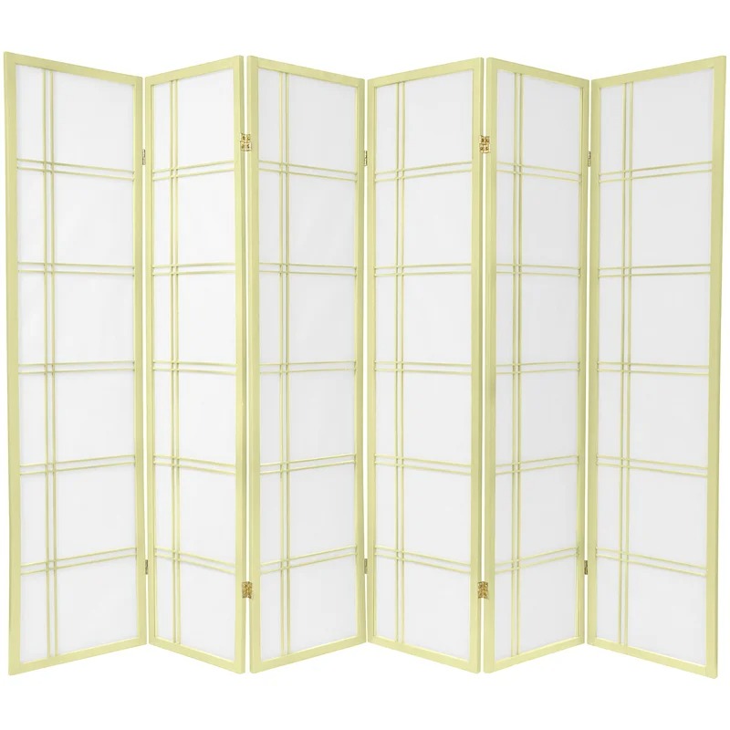 Room Dividers: 103.5'' W x 70'' H 6 - Panel Solid Wood Folding Room Divider