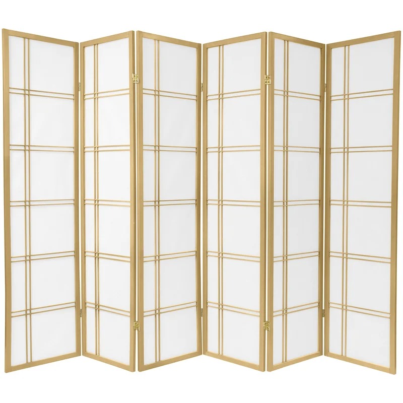 Room Dividers: 103.5'' W x 70'' H 6 - Panel Solid Wood Folding Room Divider