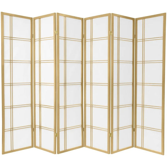 Room Dividers: 103.5'' W x 70'' H 6 - Panel Solid Wood Folding Room Divider