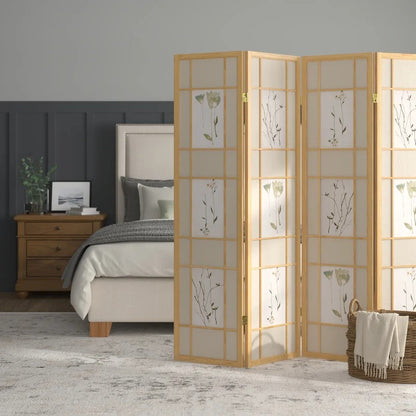 Room Dividers 68'' W x 70'' H 4 - Panel Solid Wood Folding Room Divider